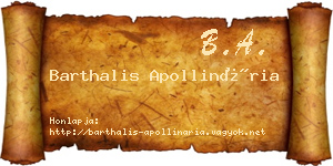 Barthalis Apollinária névjegykártya